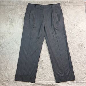Giorgio Armani Black Label Grey Pinstripe Dress Pants Mens Size 38 Wool